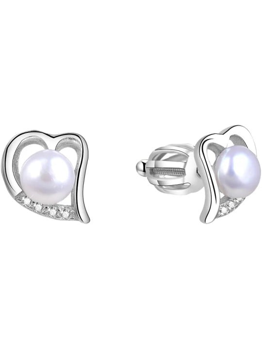 Beneto Orecchini a cuore in argento con vera perla AGUP1412P donna