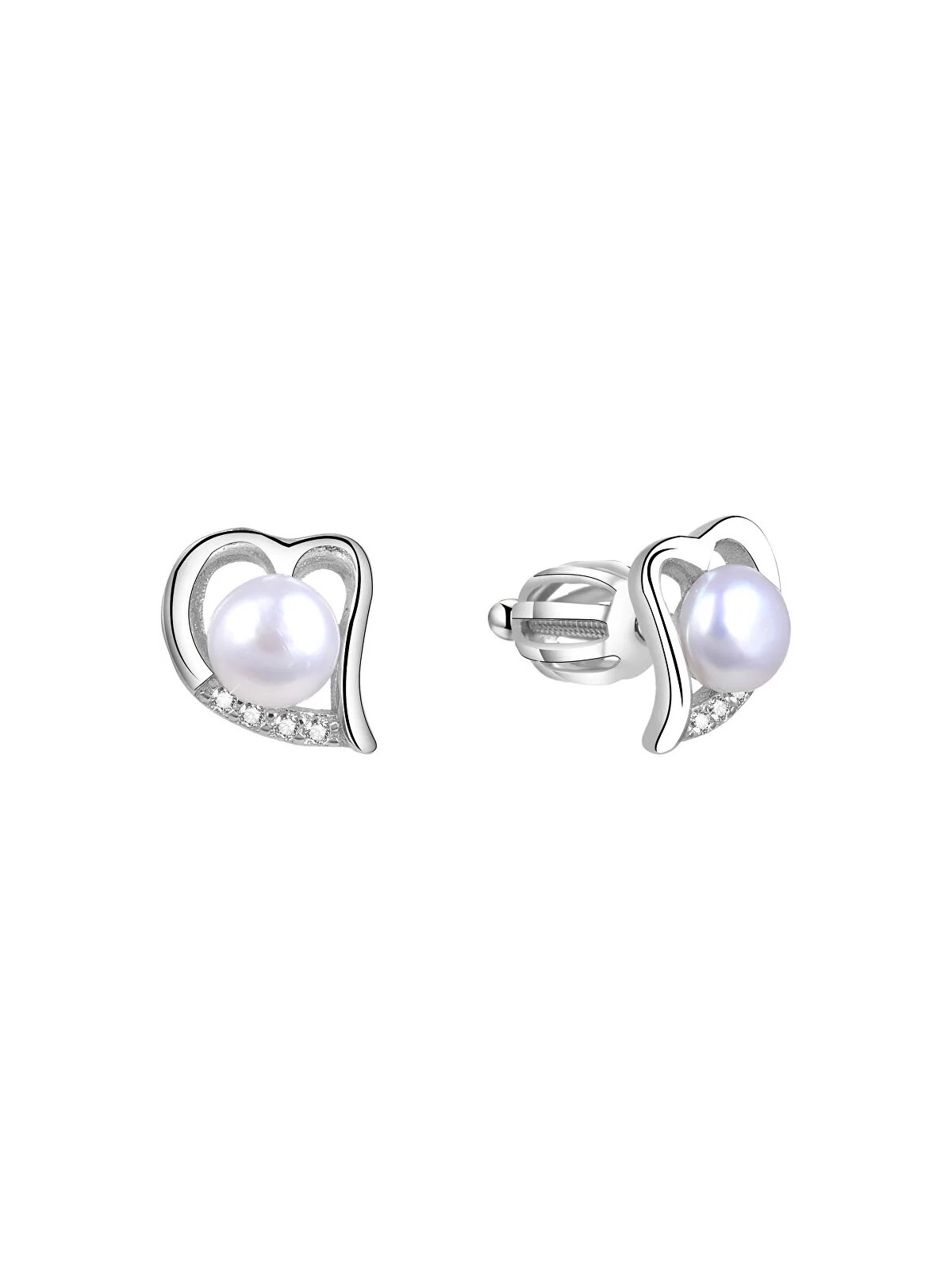 Beneto Orecchini a cuore in argento con vera perla AGUP1412P donna