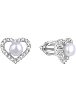 Beneto Orecchini a cuore in argento con vera perla AGUP1659PS donna