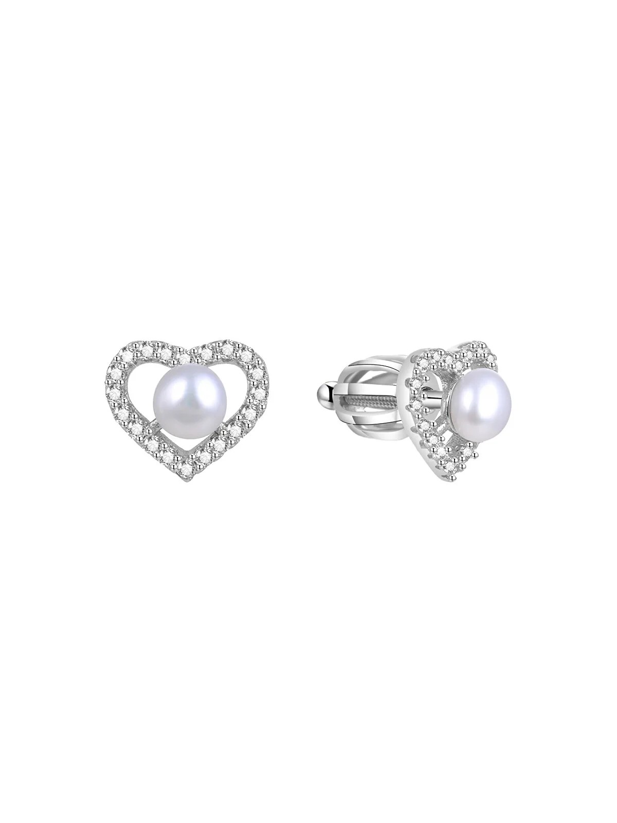 Beneto Orecchini a cuore in argento con vera perla AGUP1659PS donna