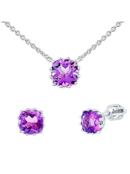 Silvego Parure di gioielli in argento con ametista MW10812A (orecchini, catena pendente) donna