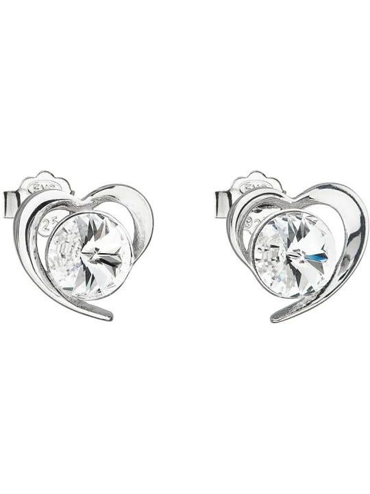 Evolution Group Orecchini in argento con cuore bianco Swarovski 31259.1 donna