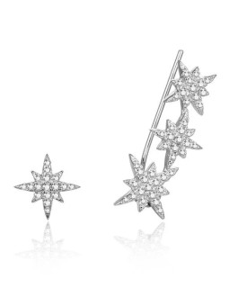 Beneto Orecchini asimmetrici in argento con stella in zirconi AGUPV1984 donna