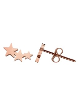 Troli Orecchini longitudinali placcati oro rosa con stelle donna