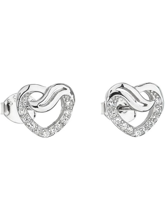 Evolution Group Orecchini in argento con cuore bianco in zircone 11114.1 donna