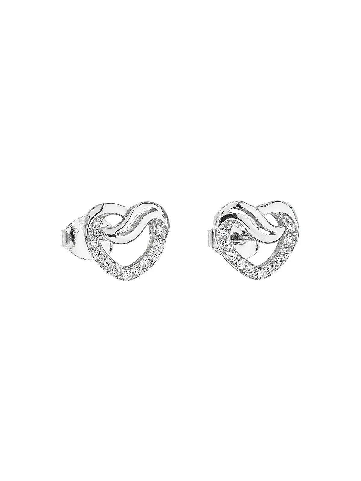 Evolution Group Orecchini in argento con cuore bianco in zircone 11114.1 donna