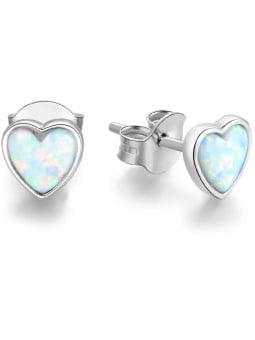 Beneto Orecchini in argento a forma di cuore con cristilla opalescenti AGUP1185 donna