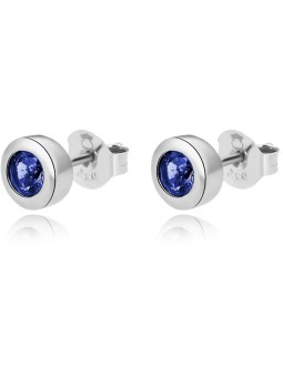 Beneto Delicati orecchini a bottone in argento con zirconi blu AGUP2259-BLUE donna