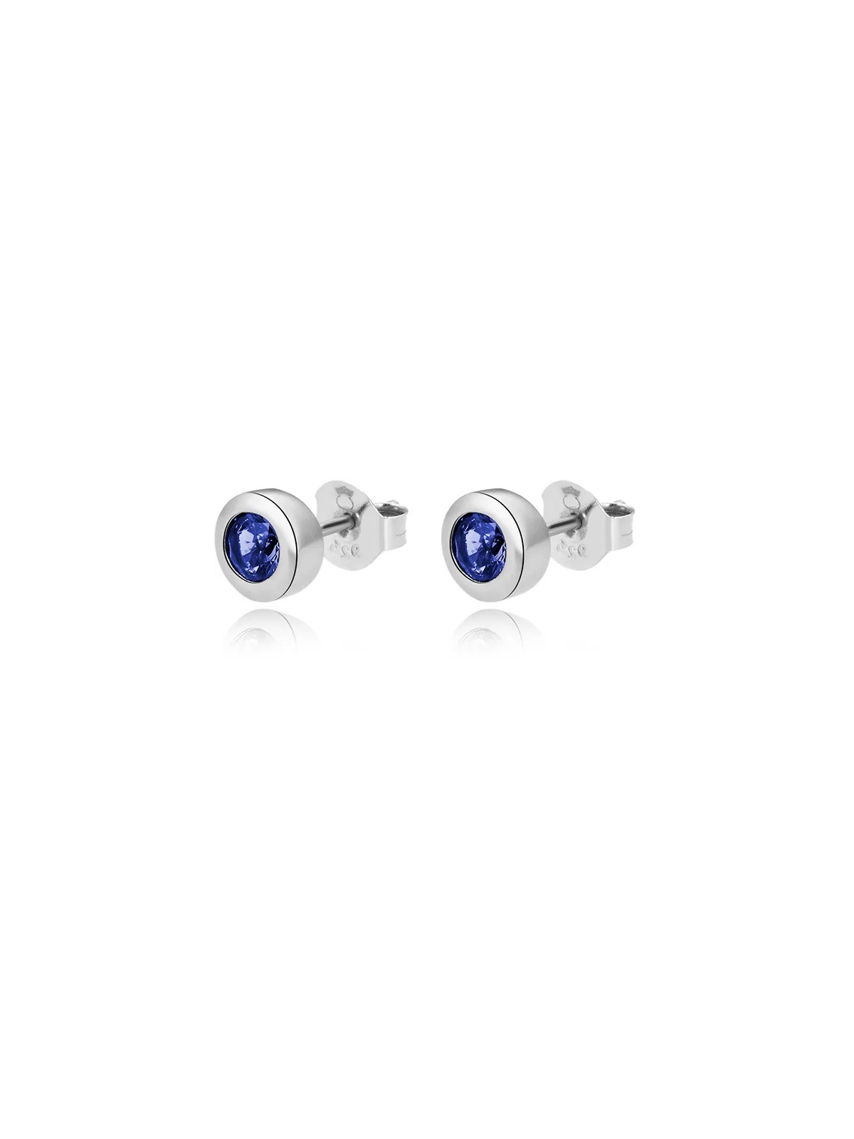 Beneto Delicati orecchini a bottone in argento con zirconi blu AGUP2259-BLUE donna