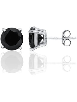 Beneto Modern orecchini a bottone in argento con zirconi neri AGUP2256 donna