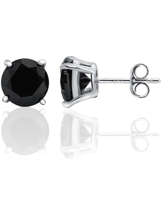 Beneto Modern orecchini a bottone in argento con zirconi neri AGUP2256 donna