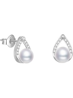 Beneto Eleganti orecchini a bottone in argento con vera perla d'acqua dolce AGUP2266P donna