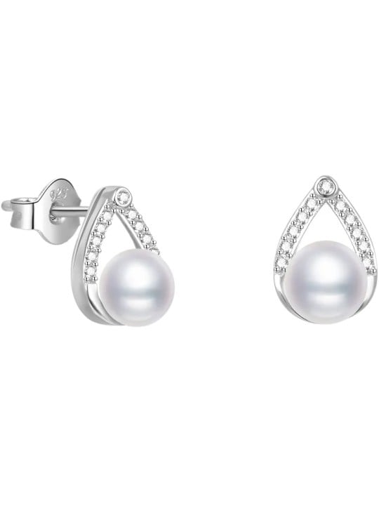 Beneto Eleganti orecchini a bottone in argento con vera perla d'acqua dolce AGUP2266P donna