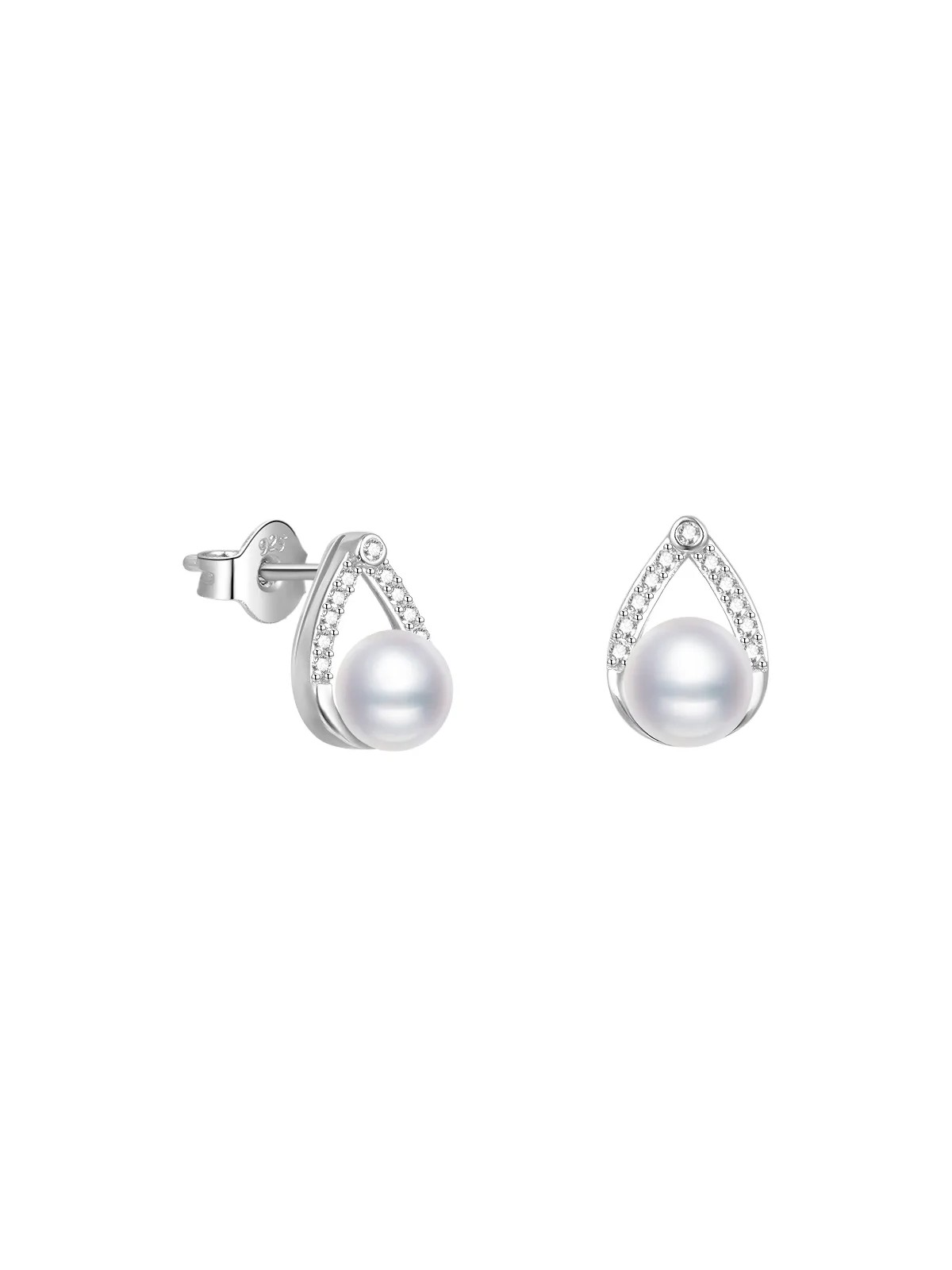 Beneto Eleganti orecchini a bottone in argento con vera perla d'acqua dolce AGUP2266P donna