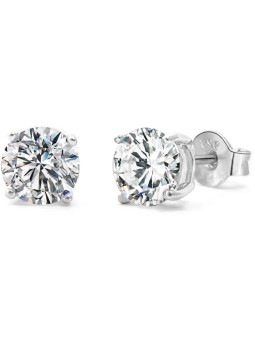 Beneto Bellissimi orecchini a bottone con zircone scintillante AGUP - Diametro: 0.6 cm donna