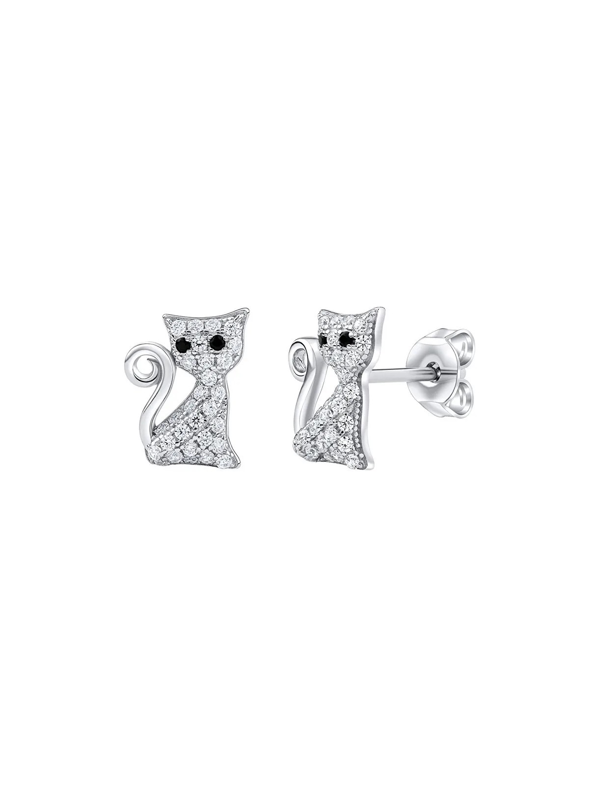 Silvego Orecchini in argento giocosi Gatti con trasparente zirconi Bessie MW01038E donna