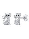 Silvego Orecchini in argento giocosi Gatti con trasparente zirconi Bessie MW01038E donna