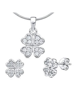 Silvego Set quadrifoglio in argento JJJS2238 (orecchini, pendente) donna