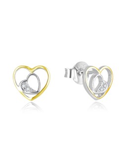 Beneto Orecchini romantici a forma di cuore bicolore AGUP2688-RHG donna