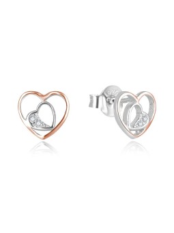 Beneto Orecchini romantici a forma di cuore bicolore AGUP2688-RHR donna