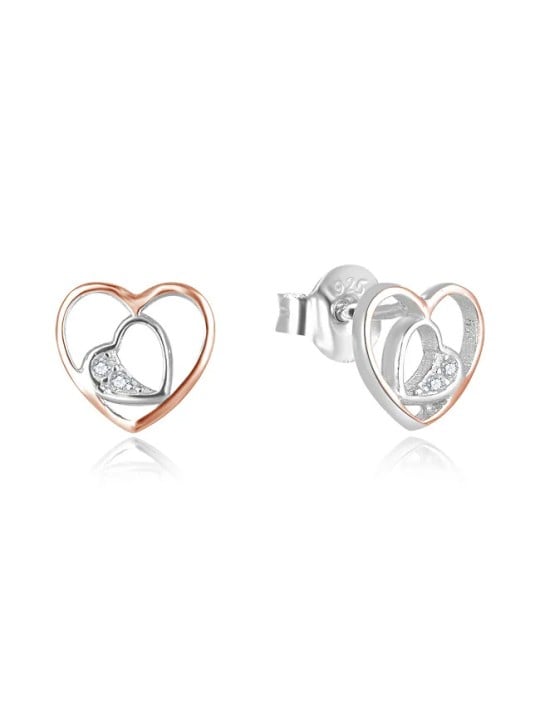 Beneto Orecchini romantici a forma di cuore bicolore AGUP2688-RHR donna