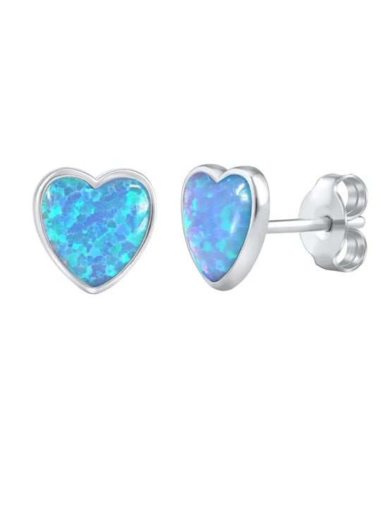 Silvego Orecchini a cuore con opali sintetici blu LPS0857B donna