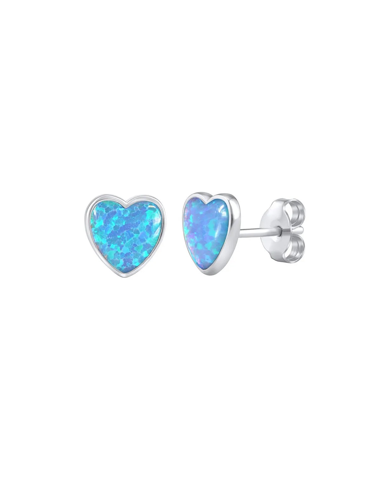 Silvego Orecchini a cuore con opali sintetici blu LPS0857B donna