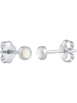 Silvego Orecchini in argento con opale sintetico bianco LPS0933W donna