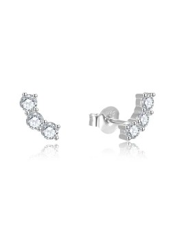 Beneto Orecchini longitudinali in argento con cristilla trasparente AGUP2703 donna