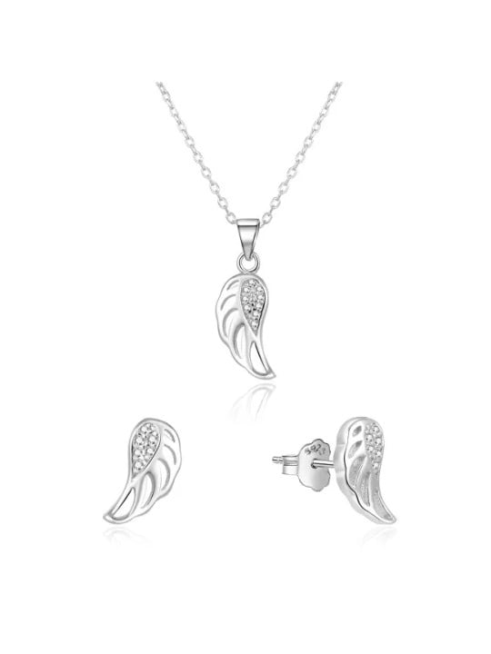 Beneto Set di gioielli in argento con ali d'angelo AGSET64RL (collana, orecchini) donna