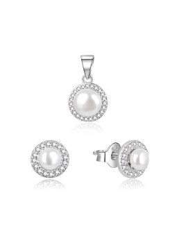Beneto Bellissimo set di gioielli in argento con perle di fiume AGSET278L (pendente, orecchini) donna