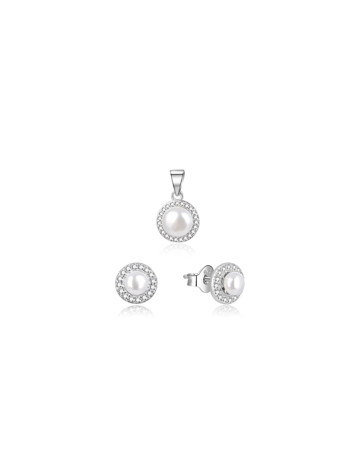 Beneto Bellissimo set di gioielli in argento con perle di fiume AGSET278L (pendente, orecchini) donna