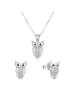 Beneto Set di gioielli in argento a forma di gufo AGSET61RL (collana, orecchini) donna