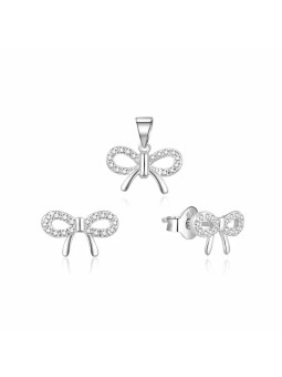 MOISS Delicato set di gioielli in argento Bows S0000259 (pendente, orecchini) donna