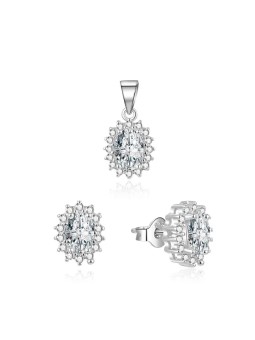 Beneto Parure di gioielli in argento con zirconi AGSET159 (pendente, orecchini) donna