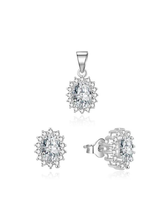 Beneto Parure di gioielli in argento con zirconi AGSET159 (pendente, orecchini) donna