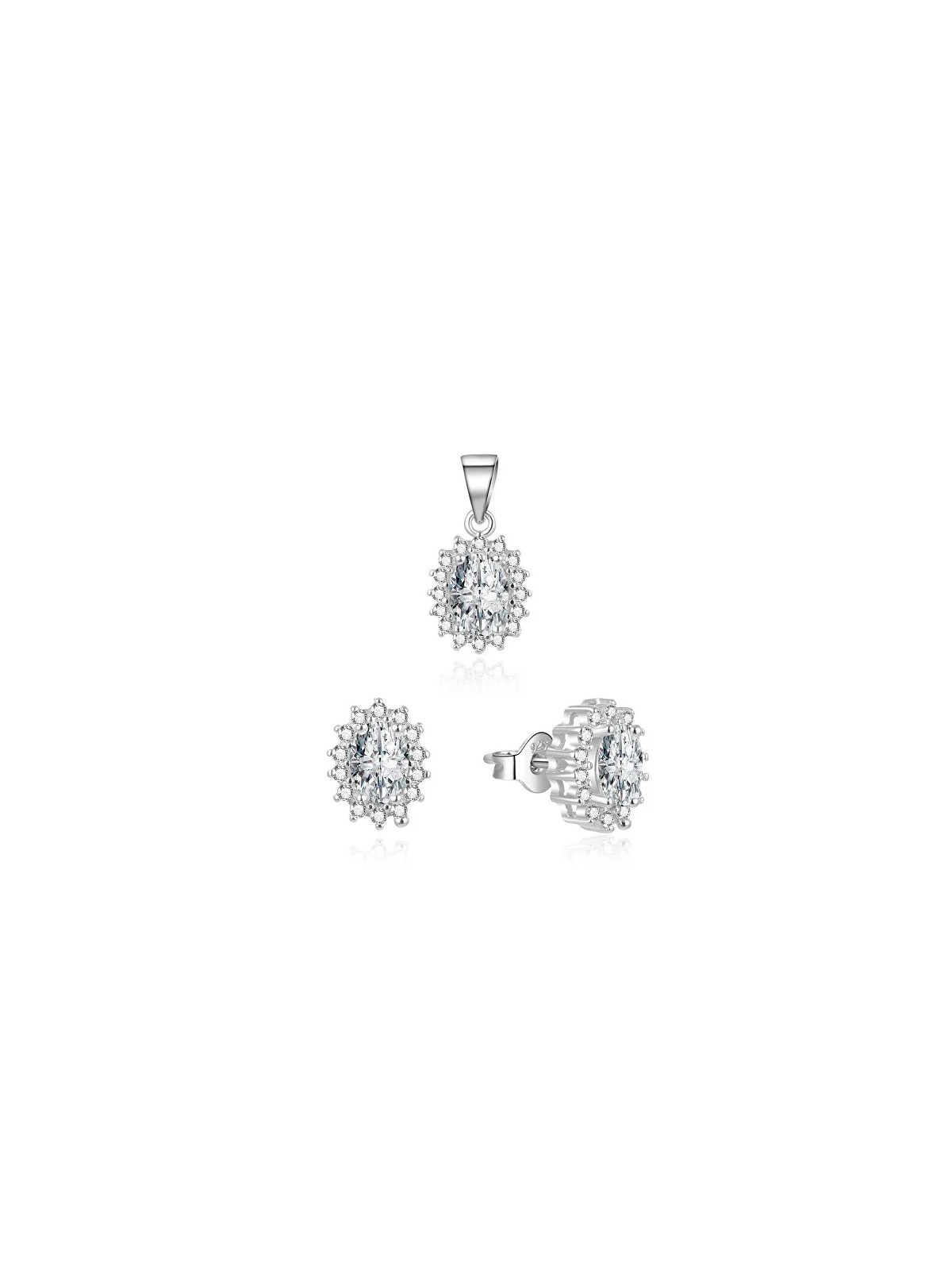 Beneto Parure di gioielli in argento con zirconi AGSET159 (pendente, orecchini) donna