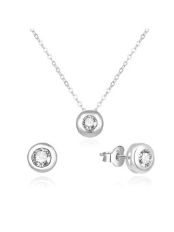 Beneto Delicato set di gioielli in argento con zirconi AGSET191R (collana, orecchini) donna