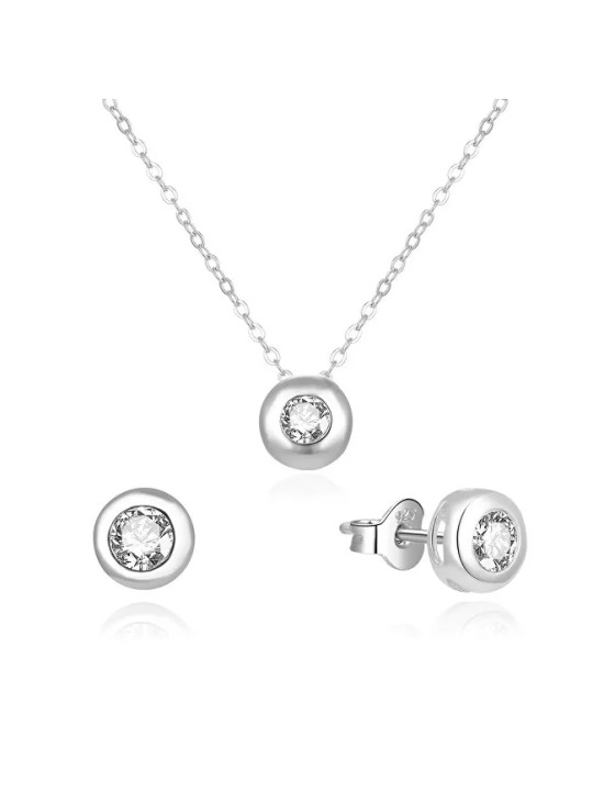 Beneto Delicato set di gioielli in argento con zirconi AGSET191R (collana, orecchini) donna