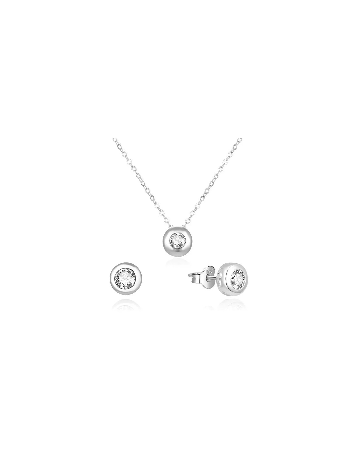 Beneto Delicato set di gioielli in argento con zirconi AGSET191R (collana, orecchini) donna