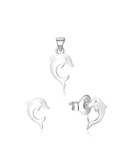 Beneto Set di gioielli in argento con delfini AGSET223L (pendente, orecchini) donna