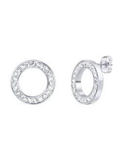 Silvego Delicati orecchini rotondi in acciaio con zirconi KMM62639 donna