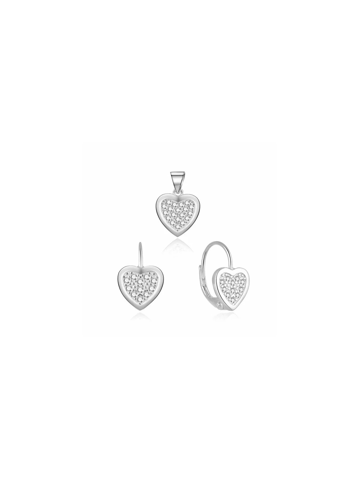 MOISS Set di gioielli romantici in argento a forma di cuore S0000272 (pendente, orecchini) donna