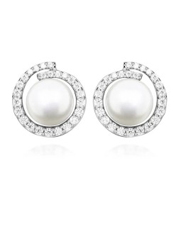 Gatto in argento Orecchini unici in argento con perle SC484 donna