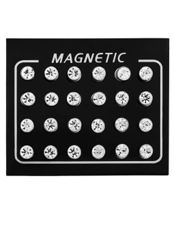 Troli Set moderno di orecchini magnetici con cristilla trasparente (perline, mini spilla) donna