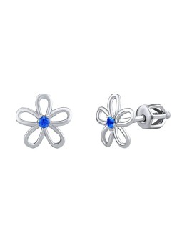 Silvego Orecchini in argento - fiore con zircone blu su vite SILVEGOB31857SBDB donna