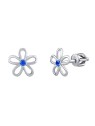 Silvego Orecchini in argento - fiore con zircone blu su vite SILVEGOB31857SBDB donna