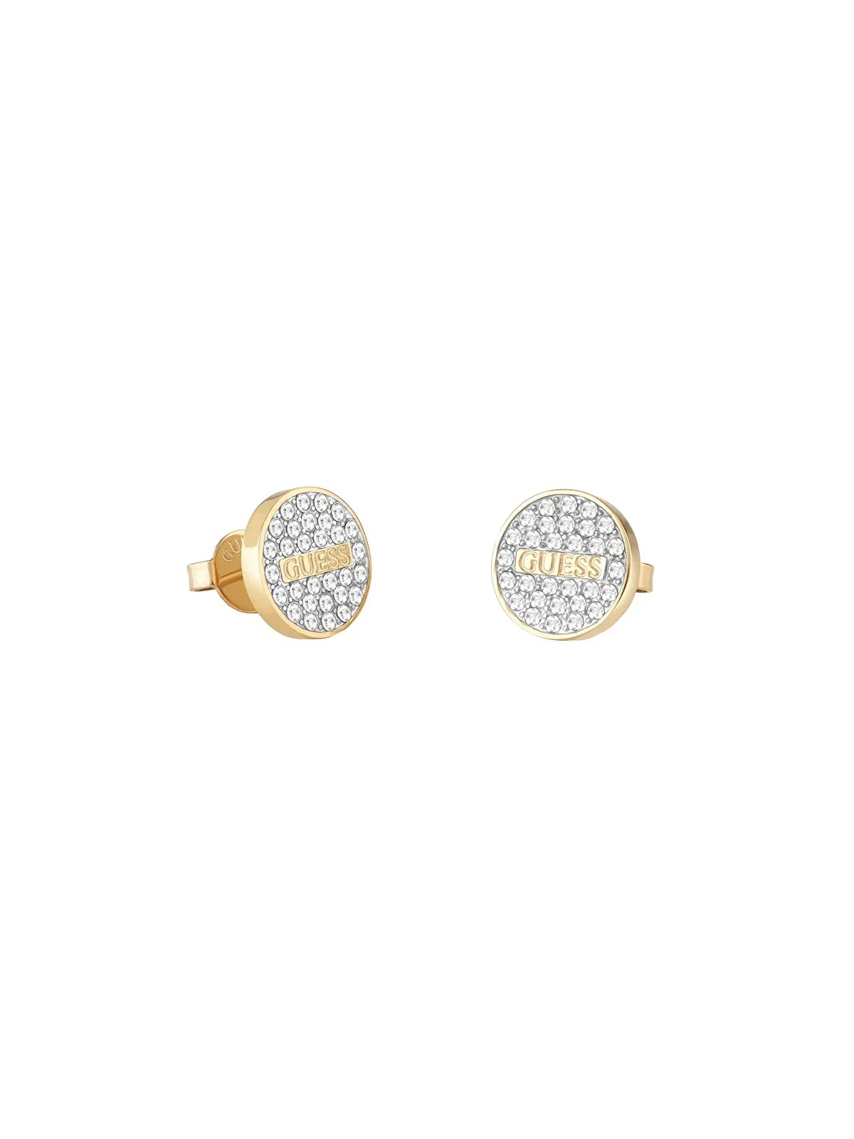 Guess Orecchini a bottone glitterati placcati oro JUBE02155JWYGT/U donna