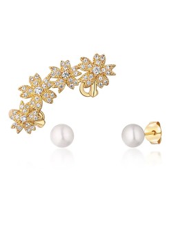 JwL Luxury Pearls Bellissimo set di orecchini placcati in oro (1 orecchino, 2 orecchini con pietra) JL0780 donna