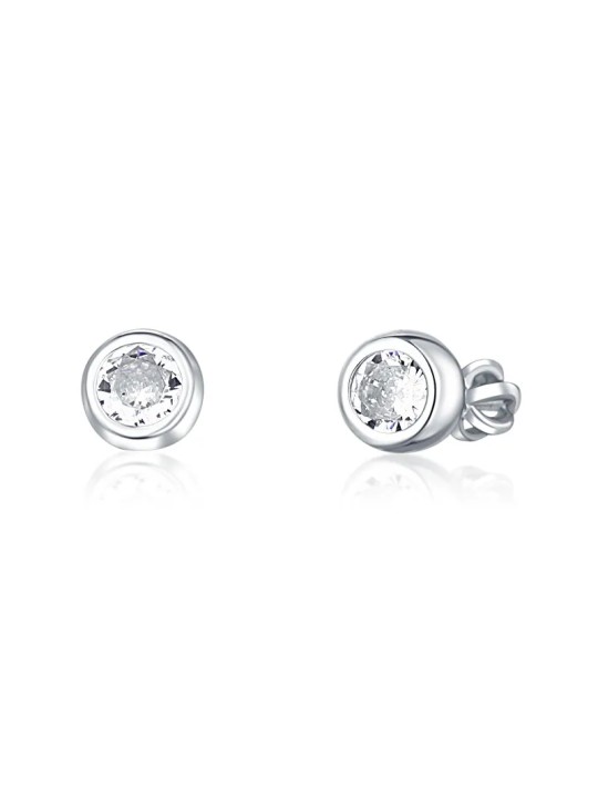 JVD Orecchini a lobo in argento pregiato con zirconi SVLE1517XH2BI - Diametro: 0.7 cm donna